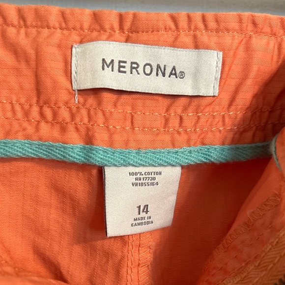 NWT Merona Orange Cargo Shorts with Drawstring Waist, Women’s 14 - Picture 2 of 7